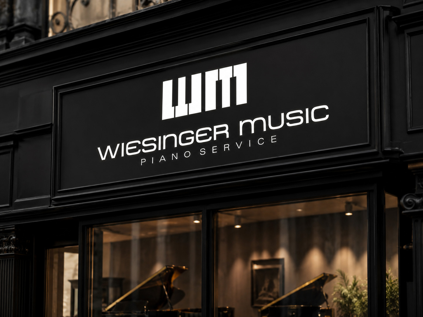 Weisinger Music storefront signage close-up